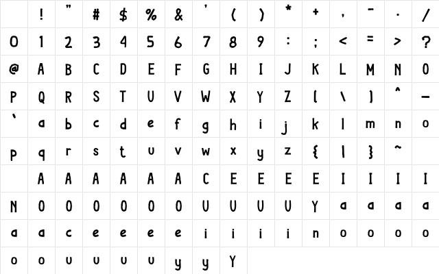 WIZAM Regular Character Map