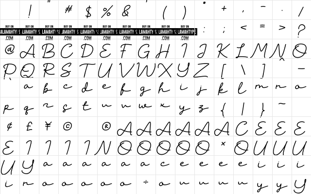Willy Schaden DEMO Regular Character Map