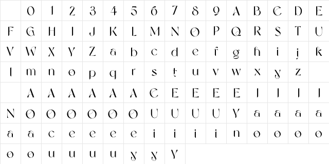 Wonderglast DEMO Regular Character Map Wonderglast DEMO Regular Character Map