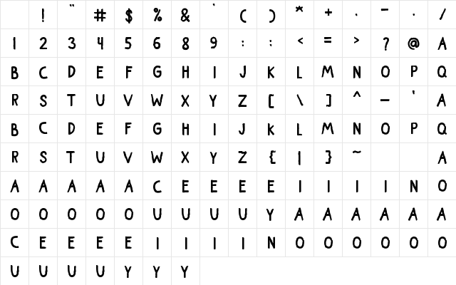 Tadiven Regular Character Map Tadiven Regular Character Map