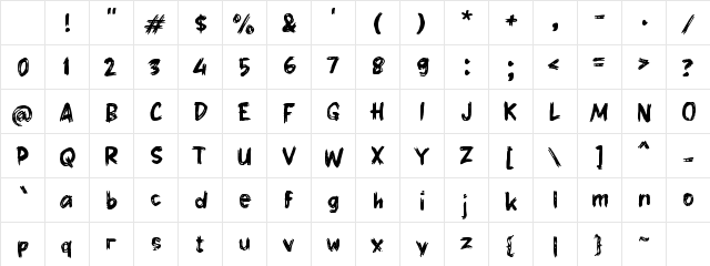 Tampo Regular Character Map