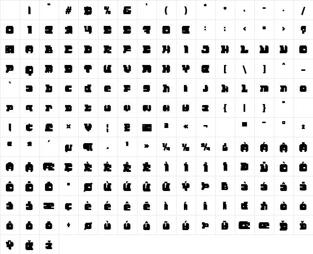 Techno Wave One Regular Character Map Techno Wave One Regular Character Map
