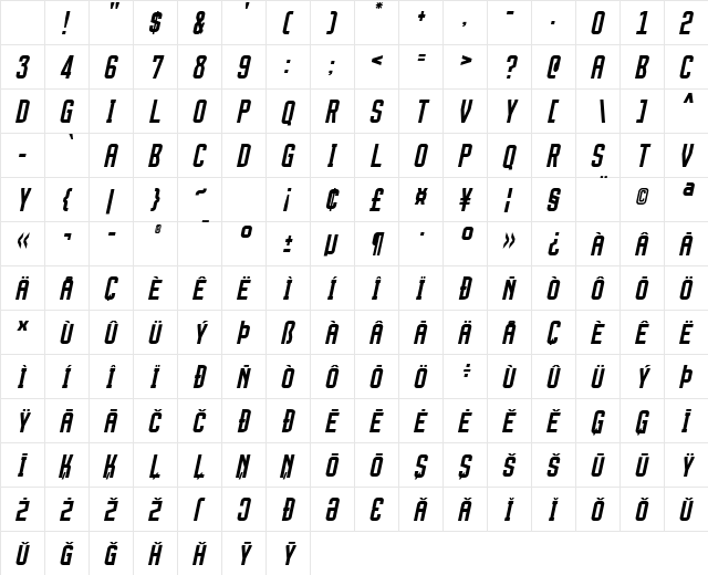 Thernaly Italic Character Map Thernaly Italic Character Map