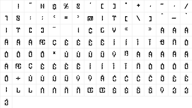 Truexon Regular Character Map