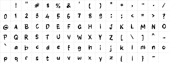 Ubistra Regular Character Map