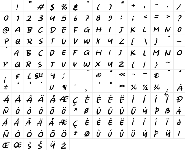 VIENTO ITALIC Regular Character Map