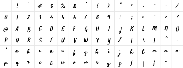 Vabyola Sweet Regular Character Map