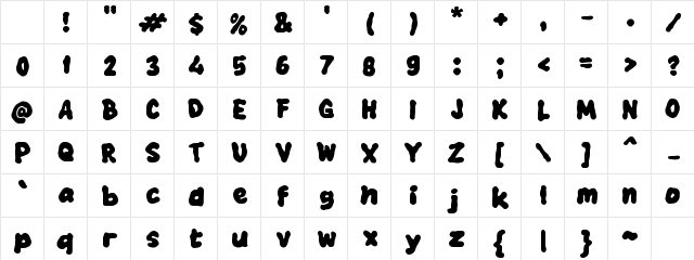 Vacapoka Regular Character Map