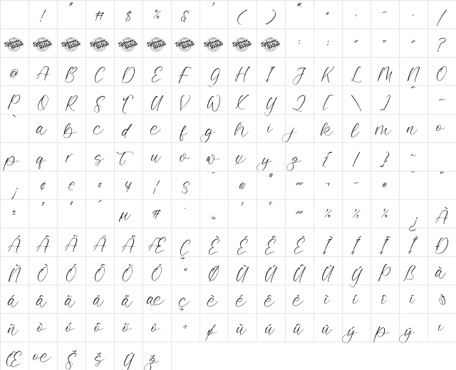 Valentina Goldwyn DEMO VERSION Regular Character Map