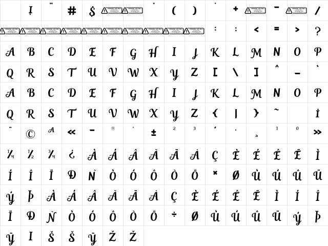 Valentine Rose PERSONAL USE ONL Regular Character Map Valentine Rose PERSONAL USE ONL Regular Character Map