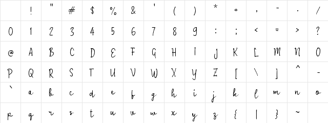 Varkipova Young Regular Character Map
