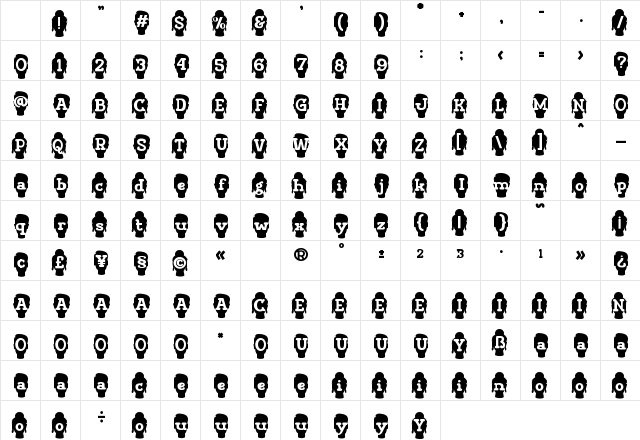 Visage Face Four Regular Character Map