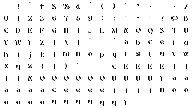 WARREN Regular Character Map WARREN Regular Character Map