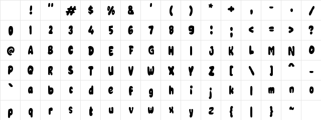 Xaaboo Regular Character Map
