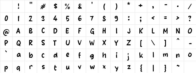 Xaameroo Regular Character Map