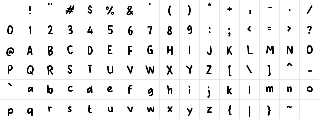 Xabta Regular Character Map