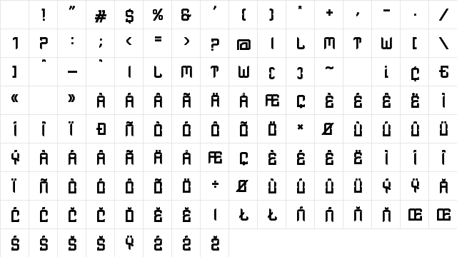 Xultrans Regular Character Map