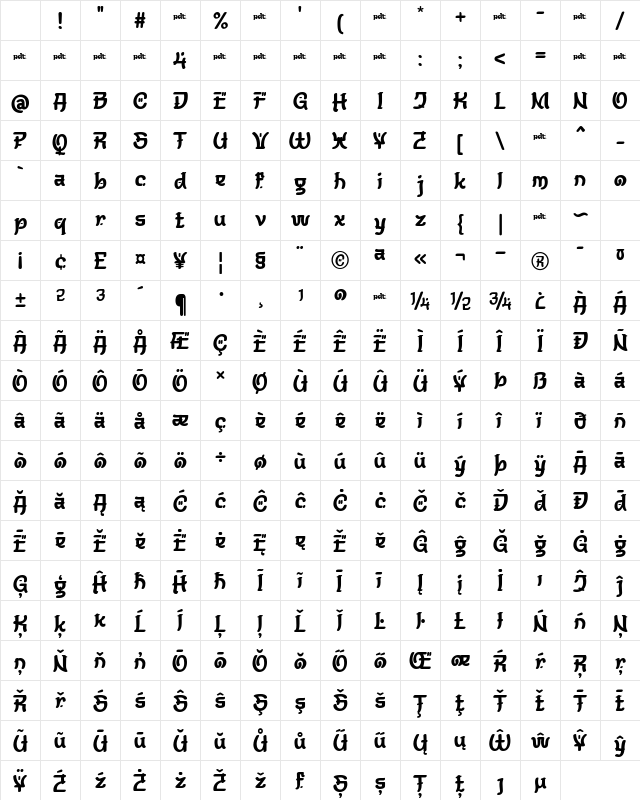 YEKOWtrial Regular Character Map