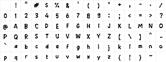Yaaoo Regular Character Map