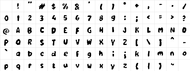 Yabakule Regular Character Map Yabakule Regular Character Map