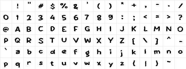 Yabantome Regular Character Map