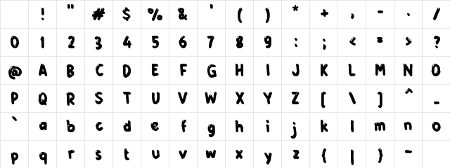 Yabateyo Regular Character Map