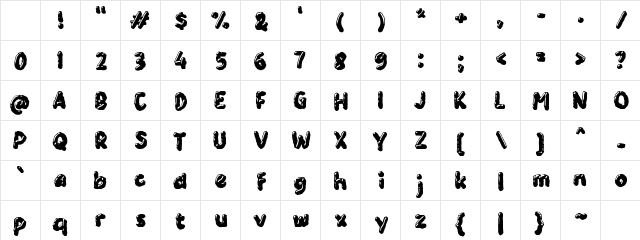 Yabazull Regular Character Map
