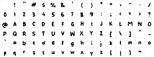 Yabehango Regular Character Map Yabehango Regular Character Map