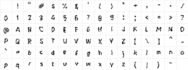 Yabeno Regular Character Map