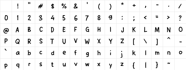 Yabhisco Regular Character Map