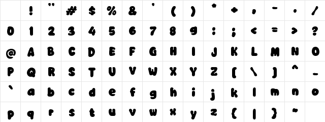 Yabikoma Regular Character Map