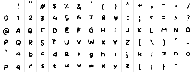 Yablamy Regular Character Map Yablamy Regular Character Map