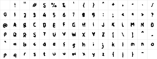 Yabosy Regular Character Map