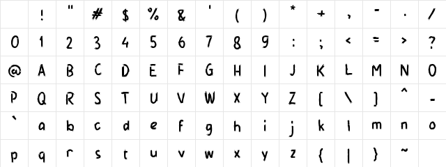 Yabrax Regular Character Map
