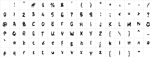 Zabito Regular Character Map Zabito Regular Character Map