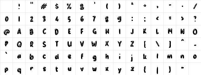 Zabuone Regular Character Map Zabuone Regular Character Map