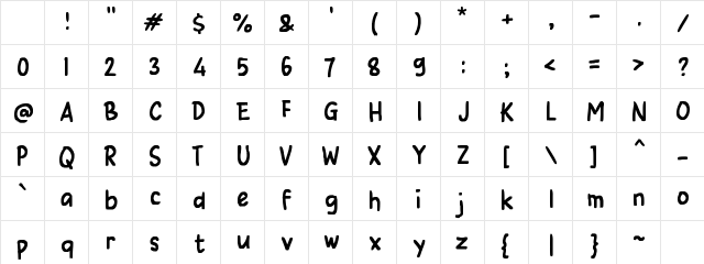 Zabzibun Regular Character Map Zabzibun Regular Character Map