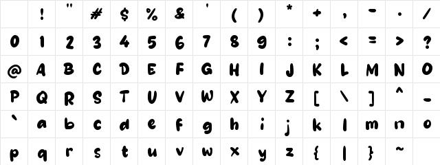 Zactoon Regular Character Map Zactoon Regular Character Map