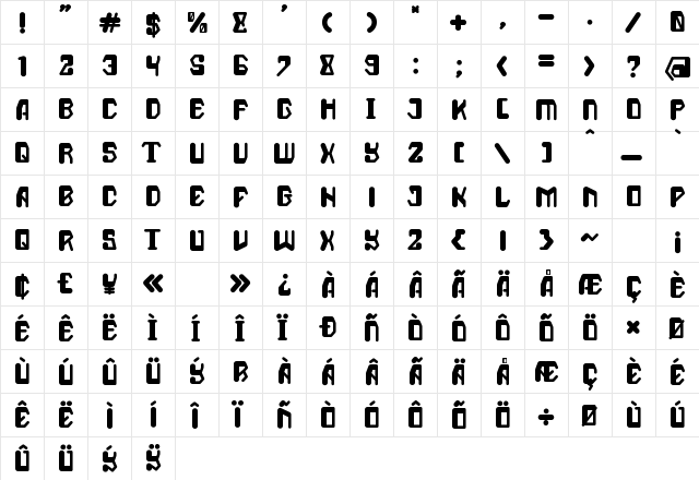 Zavoltra Regular Character Map Zavoltra Regular Character Map