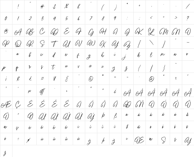 Beauty Starlight Regular Character Map