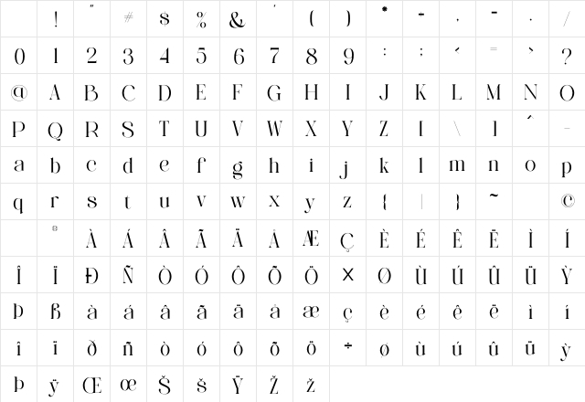 CRONDE Regular Character Map CRONDE Regular Character Map