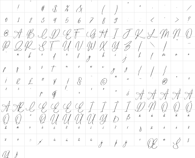 Claire Amoreth Regular Character Map