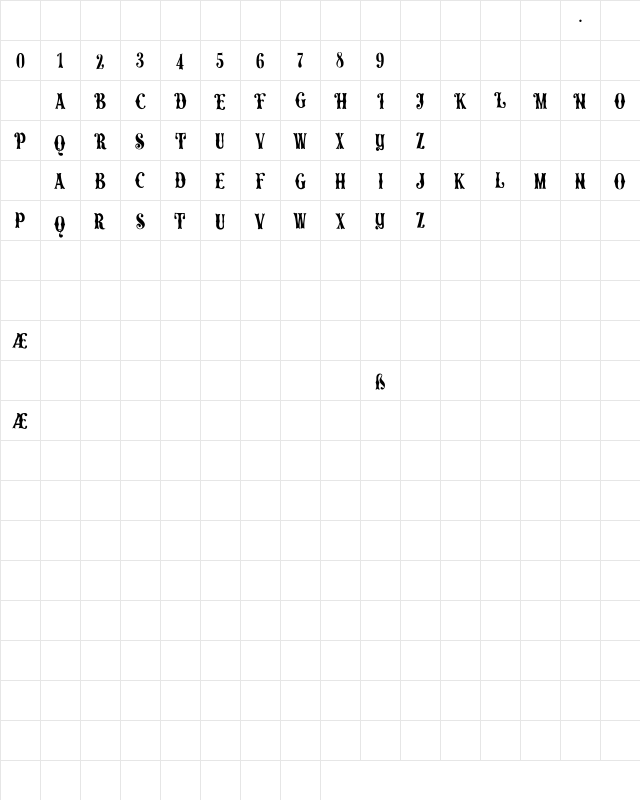 Ye Olde Towne Regular Character Map Ye Olde Towne Regular Character Map