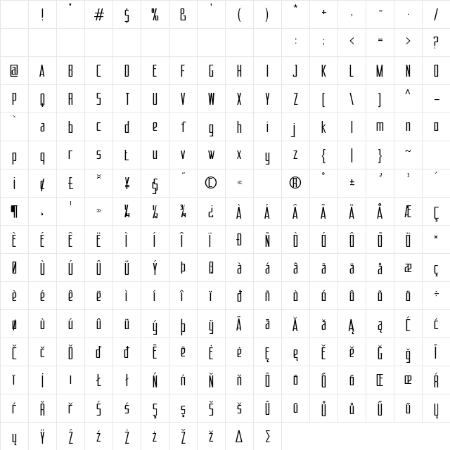 Albertville Sport Regular Character Map Albertville Sport Regular Character Map