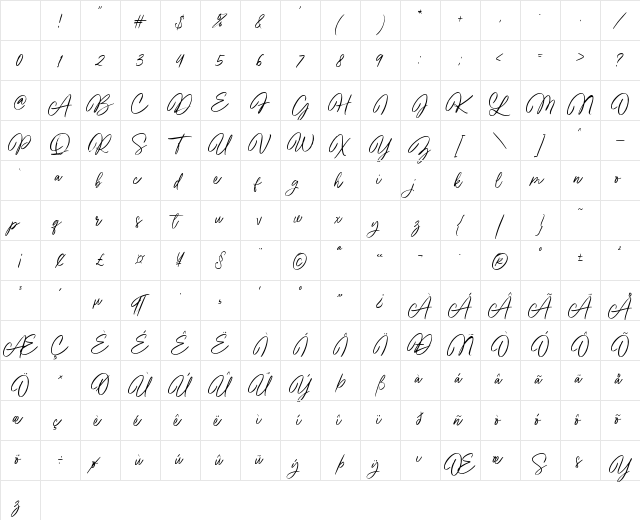 Beauty Starlight Regular Character Map