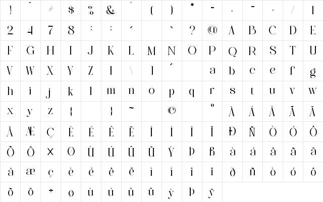 CRONDE Regular Character Map CRONDE Regular Character Map