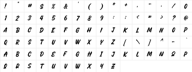 Retro Brush Regular Character Map Retro Brush Regular Character Map