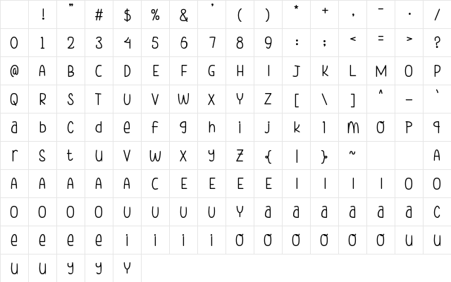 Schoolster Regular Character Map Schoolster Regular Character Map