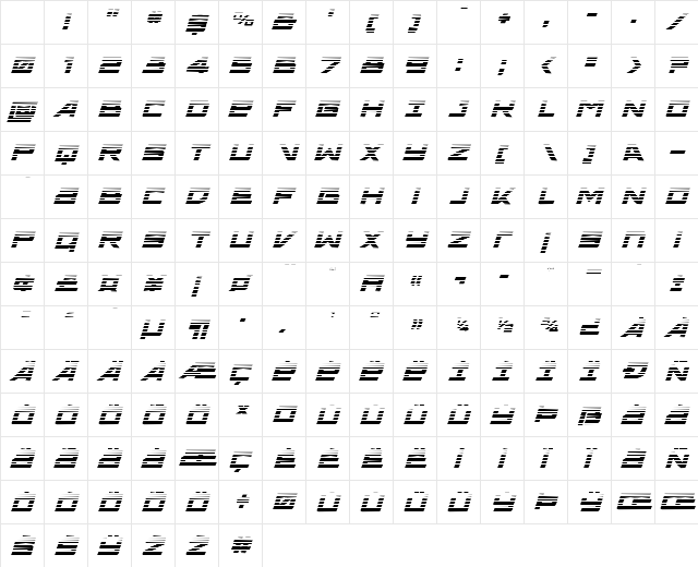 Ace of Swords Gradient Italic Regular Character Map