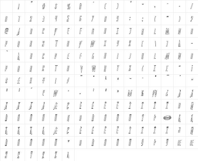 Archnemesis Outline Semi-Ital Regular Character Map